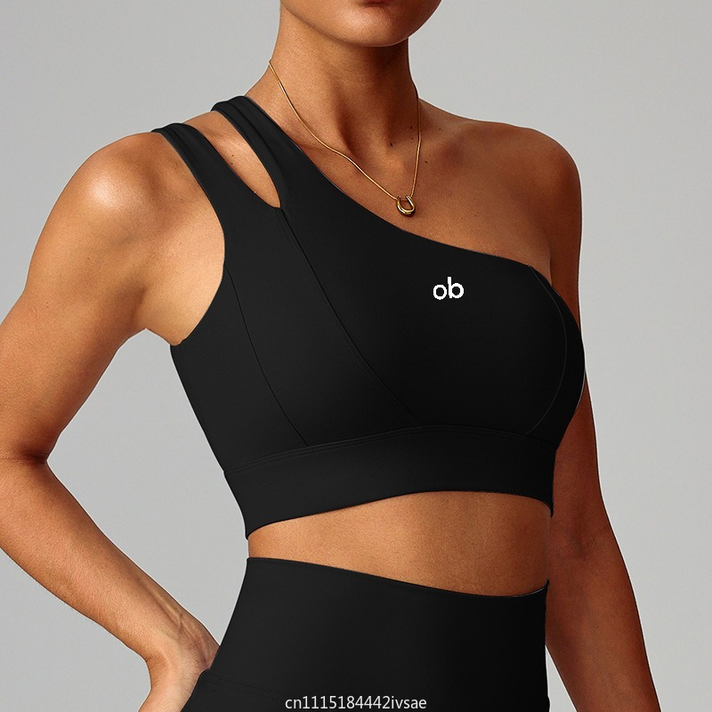 Push Up Bra Padded - 女性用下着、背中が開いたスポーツブラ、片肩デザインのセクシーなパッド入りビスチェ、バストアップ効果のあるジム用トップス、ストラップ付き、女性用インナー。