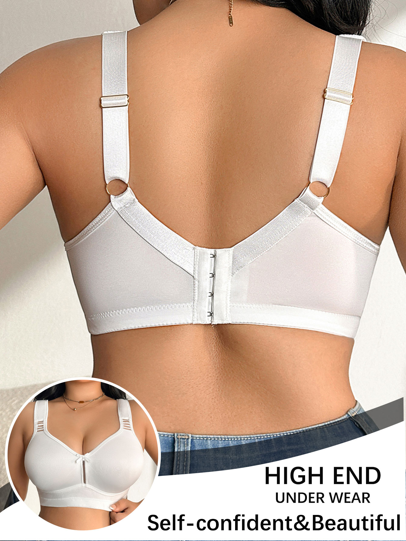 プラスサイズ対応、ワイヤーなし、幅広でサポート力のあるストラ - Push Up Bra Padded のレビューと価格