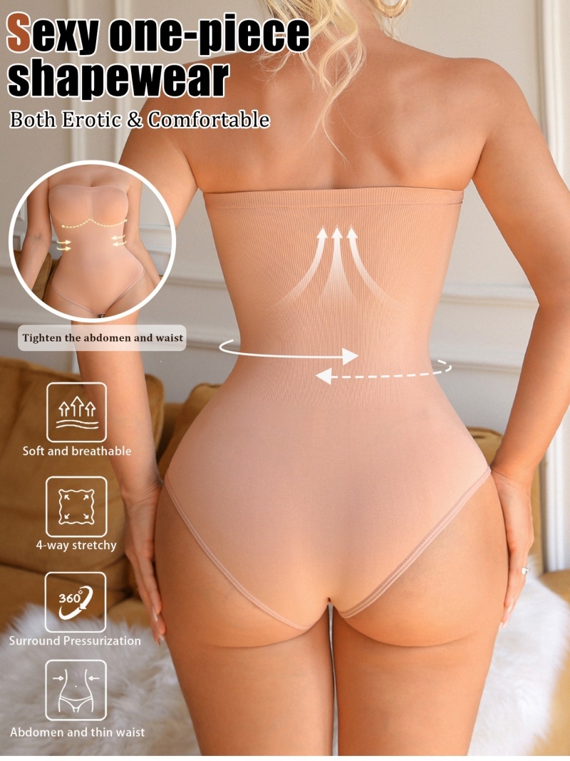 シームレスなストラップレス・シェイプウェア・ボディスーツ。女 - Shapewear Bodysuit Firm のレビューと価格