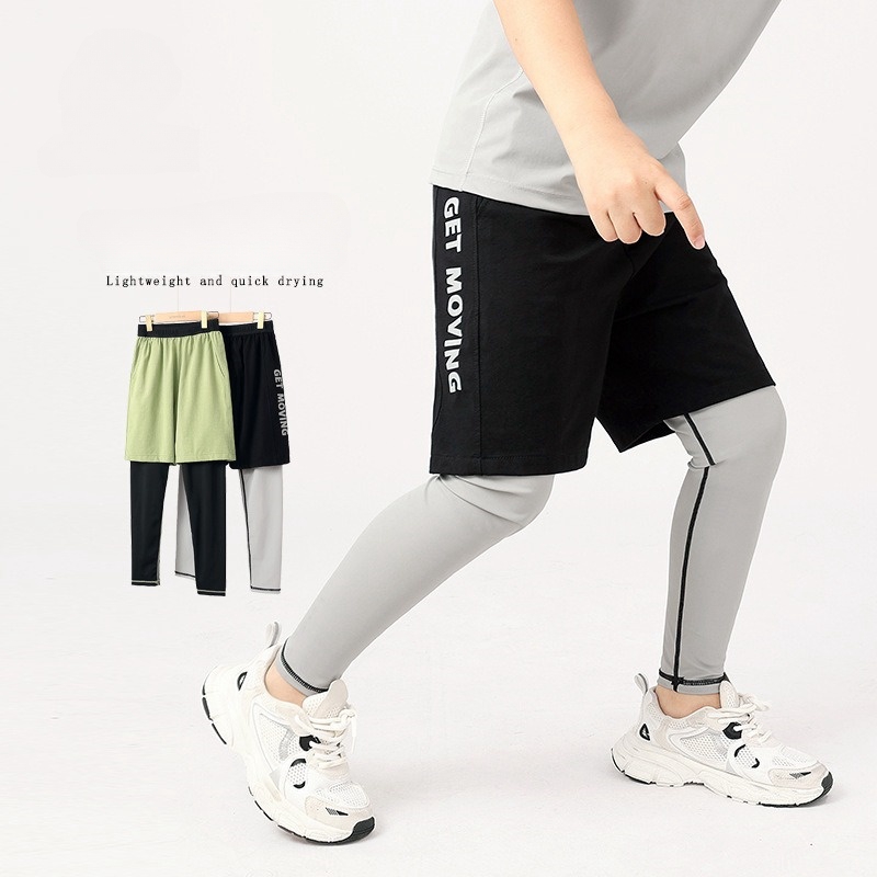 男の子用バスケットボールショーツレギンス2 in 1アスレチ - Boyshort Underwear のレビューと価格