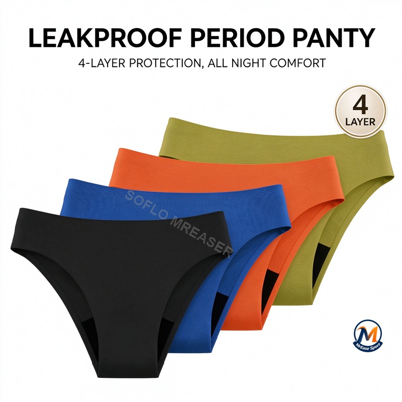 女性用、漏れ防止機能付き、生理用ショーツ、吸収量大、夜用、4 - Period Panty Absorbent のレビューと価格